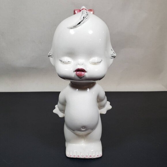 Kissing Baby Girl 8" Figurine | Vintage Ceramics | Nursery Decor - Picture 6 of 10